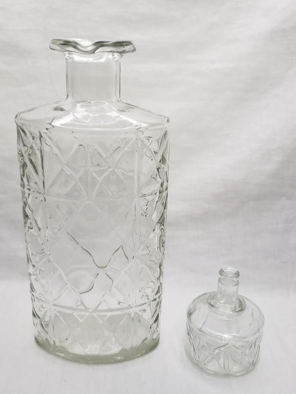 Vintage Pressed Glass Clear Glass Bourbon Decanter